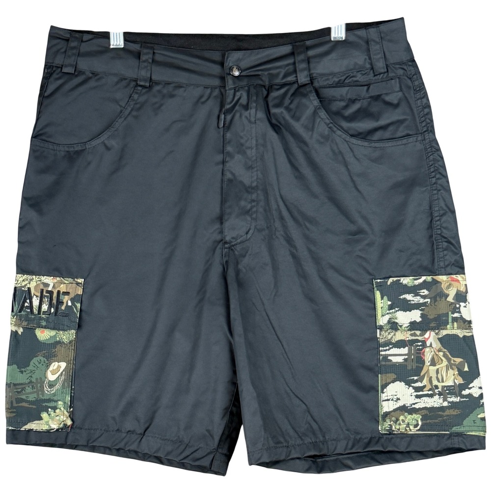 Grenade Men's Size L W33 L8 Black Cargo Shorts Western Rancher Graphic Pockets